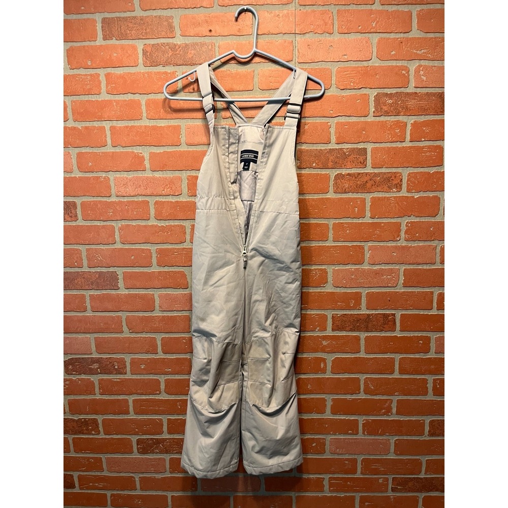 Lands' End Kids Snow Bibs Size 7 Gray Waterproof Insulated Iron Knee Winter Pant